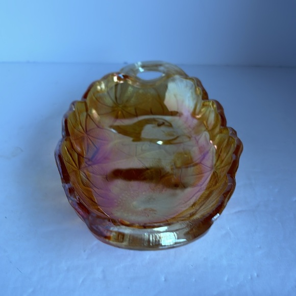 Vintage Iridescent Marigold Amber Carnival Oval Nut/Candy Dish - Picture 2 of 4